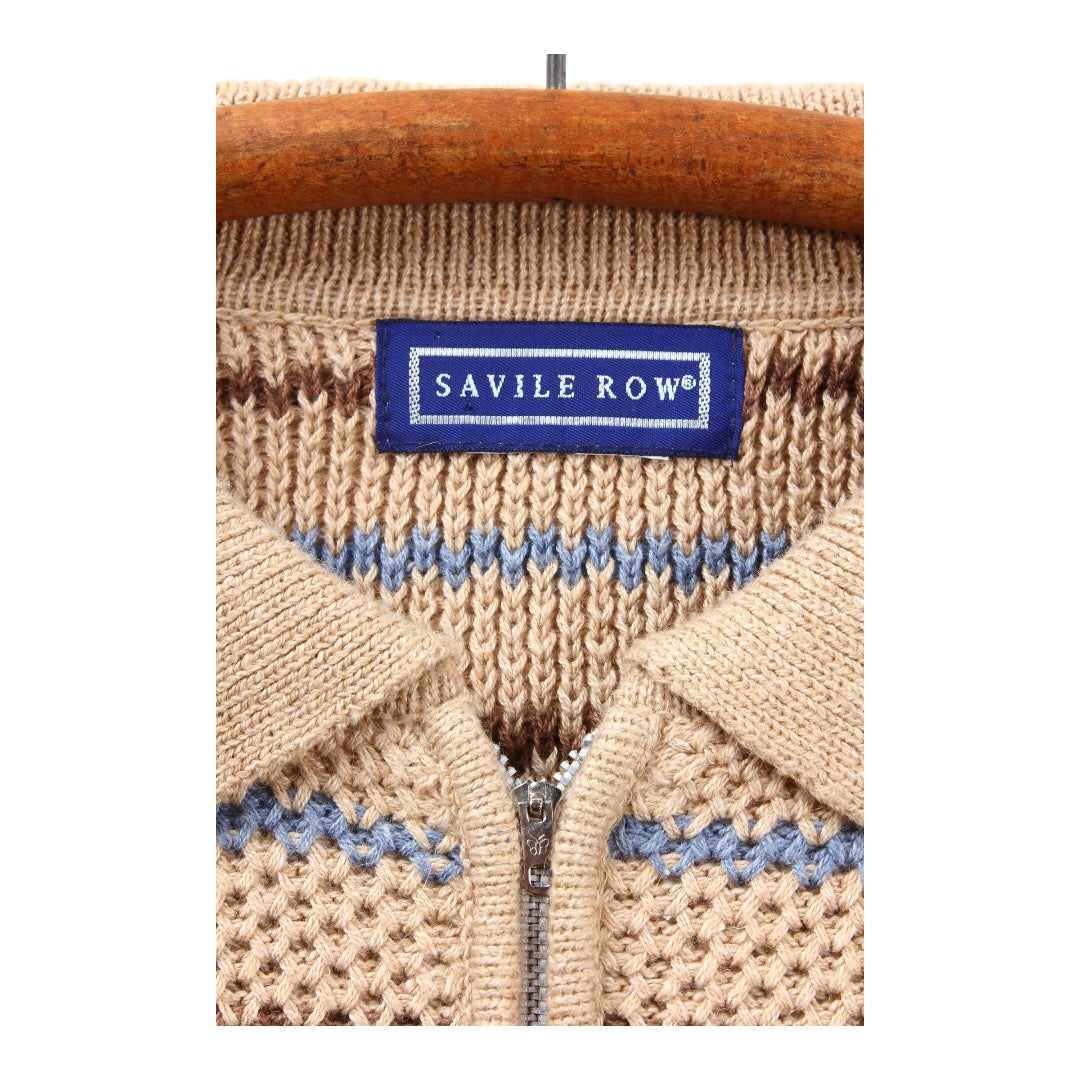 Saville row cotton knit 1/4 polo sweater XL