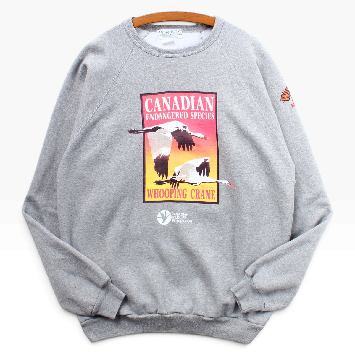 90s Canadian wildlife foundation whooping crane crewneck Large