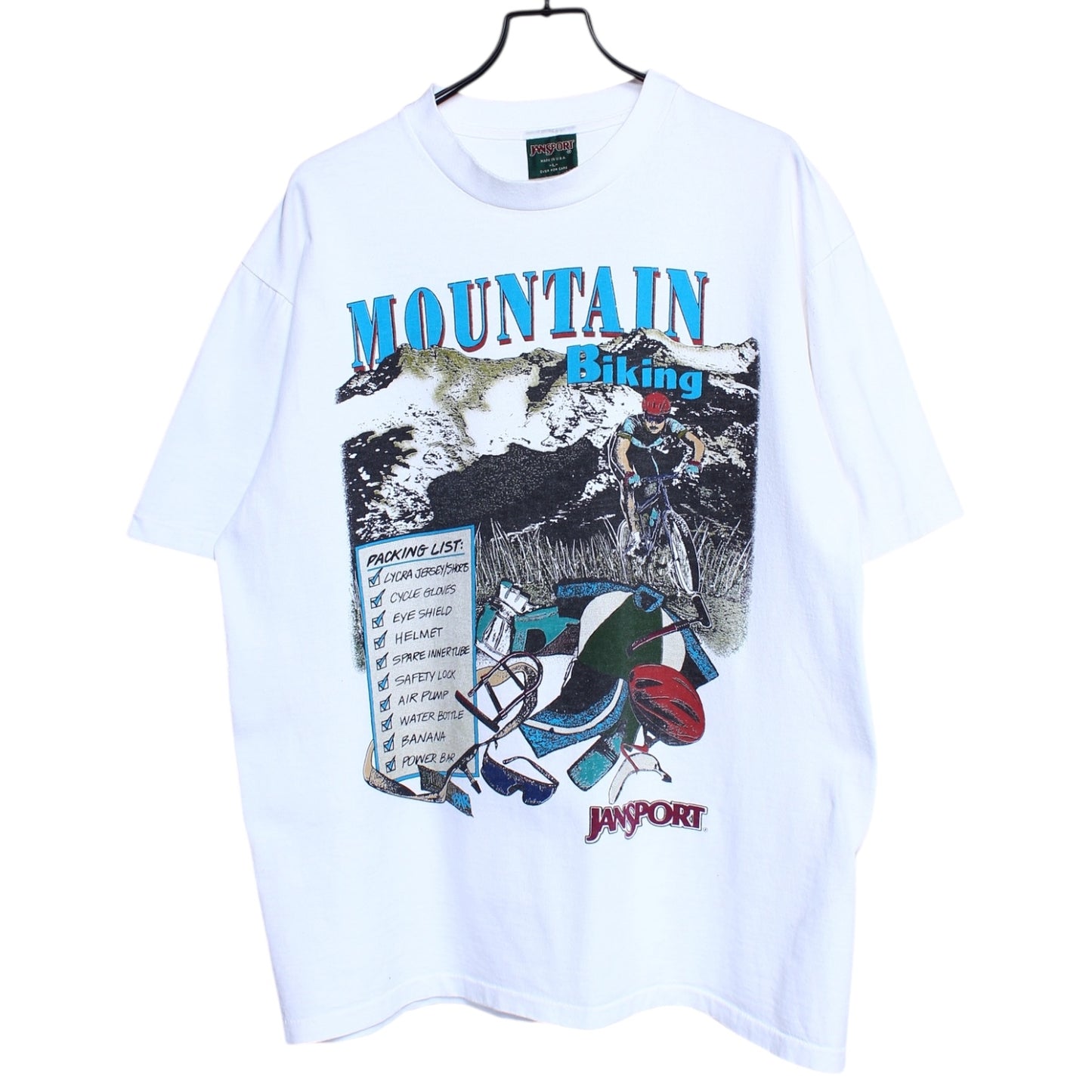 90s Mountain biking jansport tee large