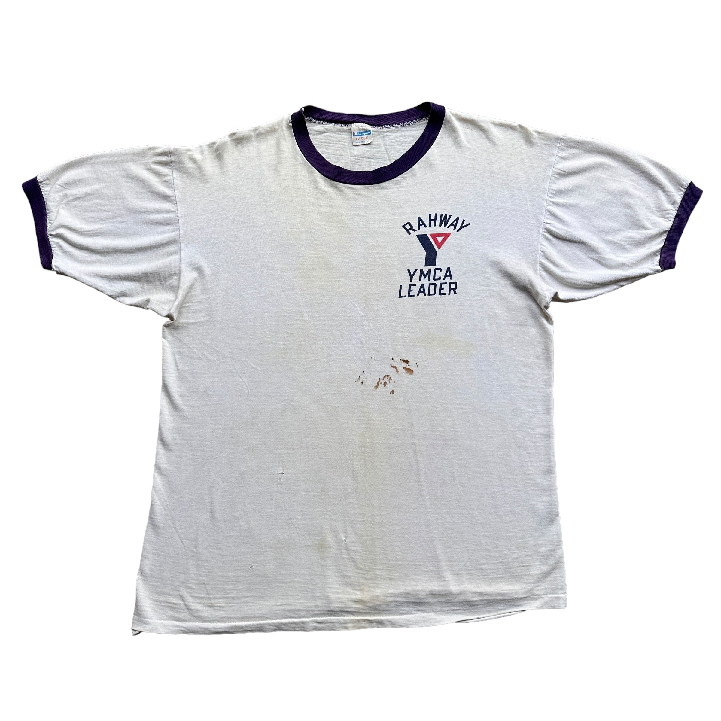 70s Rahway NJ YMCA champion blue bar tee Small – Vintage Sponsor