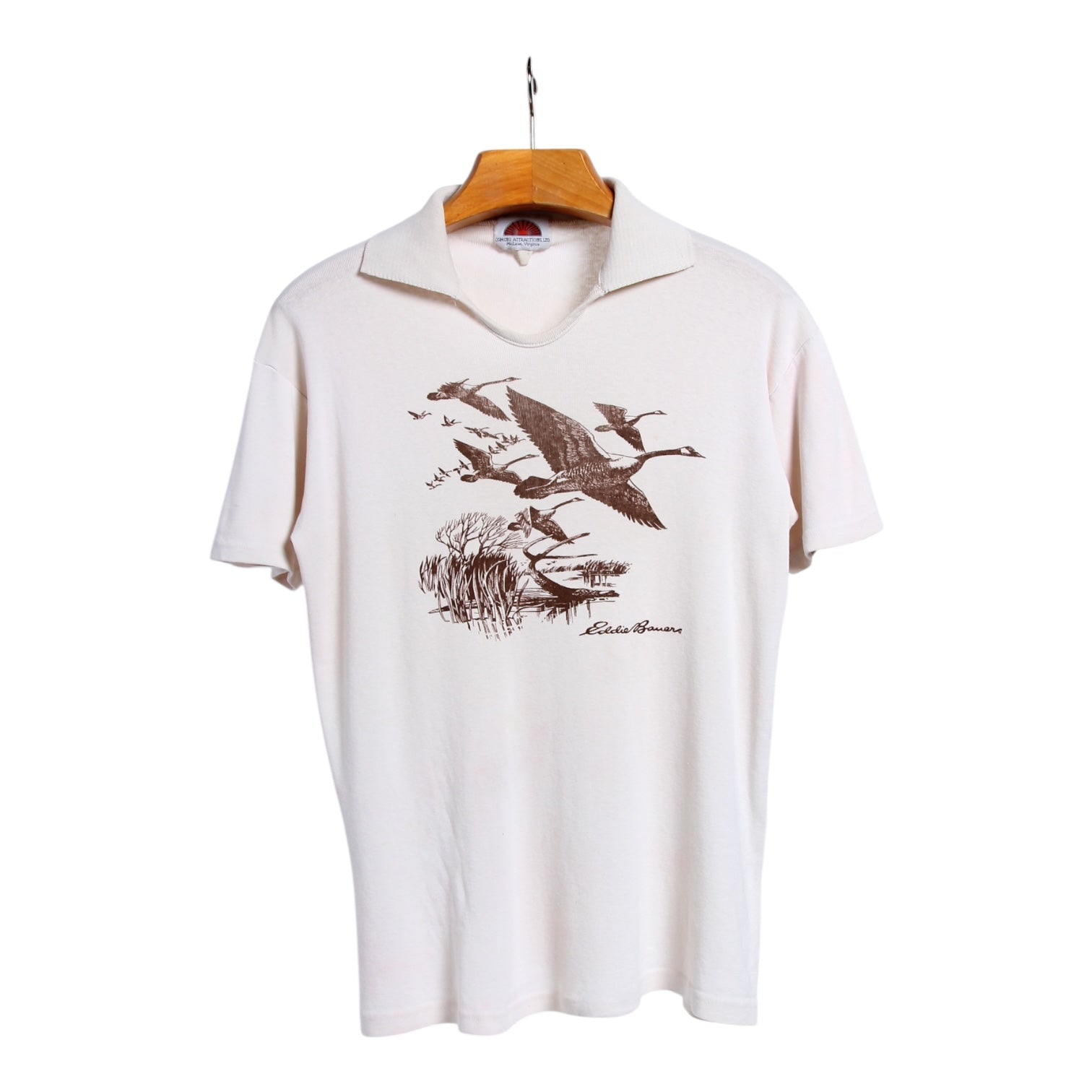 80s Eddie bauer jersey neck polo goose graphic S/M – Vintage Sponsor