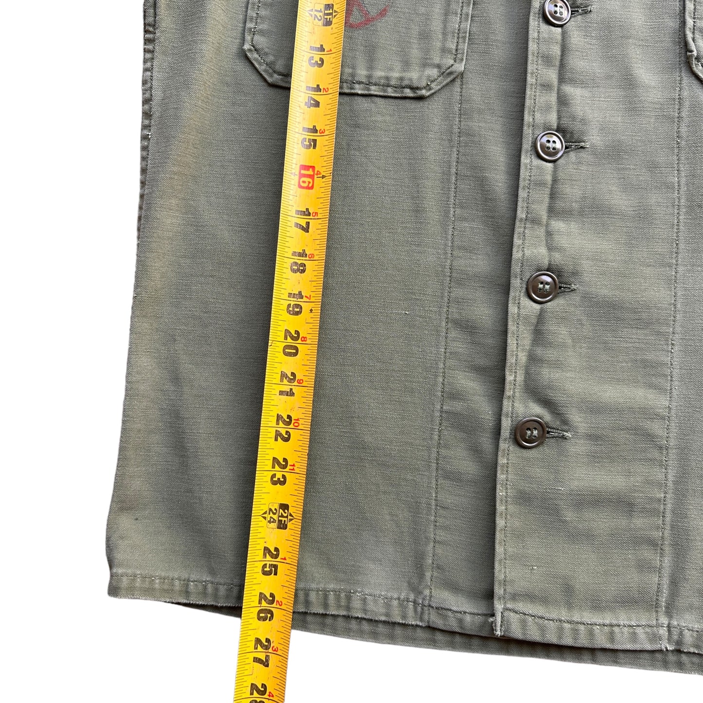 60s Custom peace sign cotton army shirt. vietnam era S/M