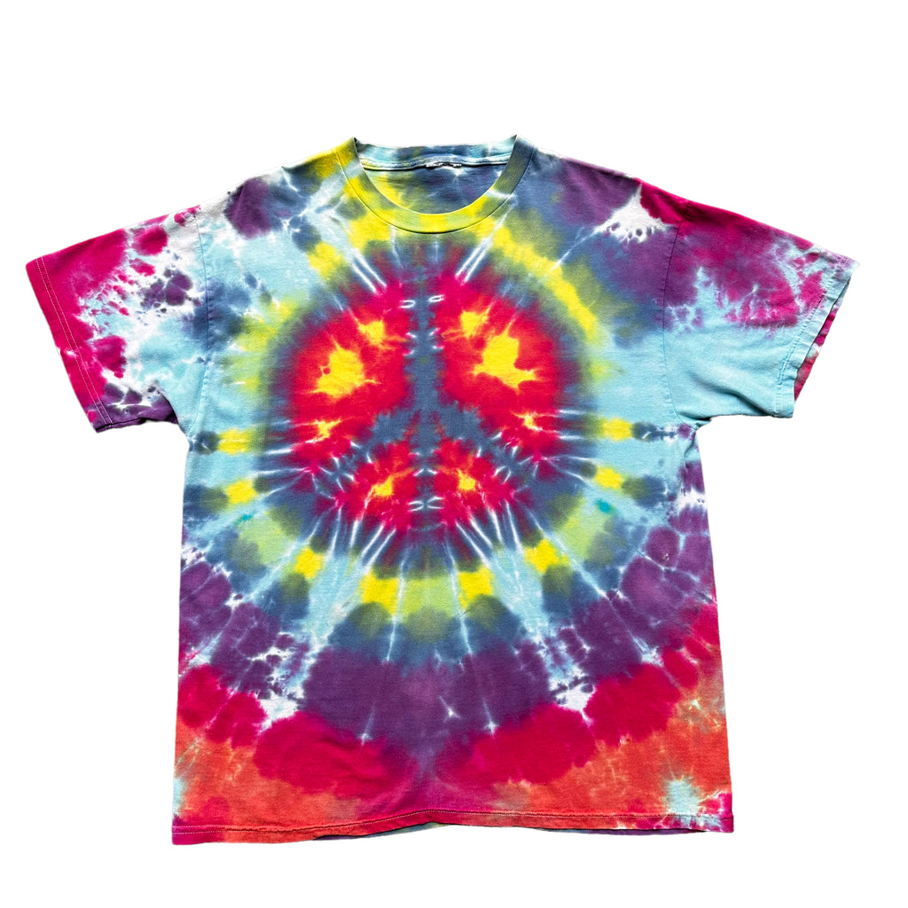 Peace sign tie dye tee large