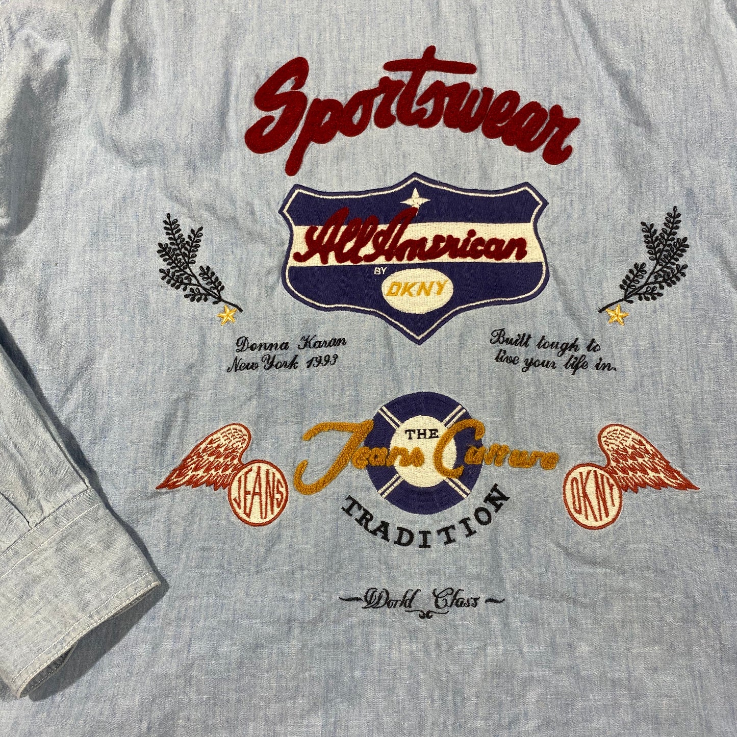 1993 Donna Karan Chenille Chambray Shirt Small