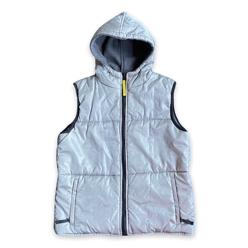 Y2k Burtin Silver and fleece reversible hooded vest. S/M