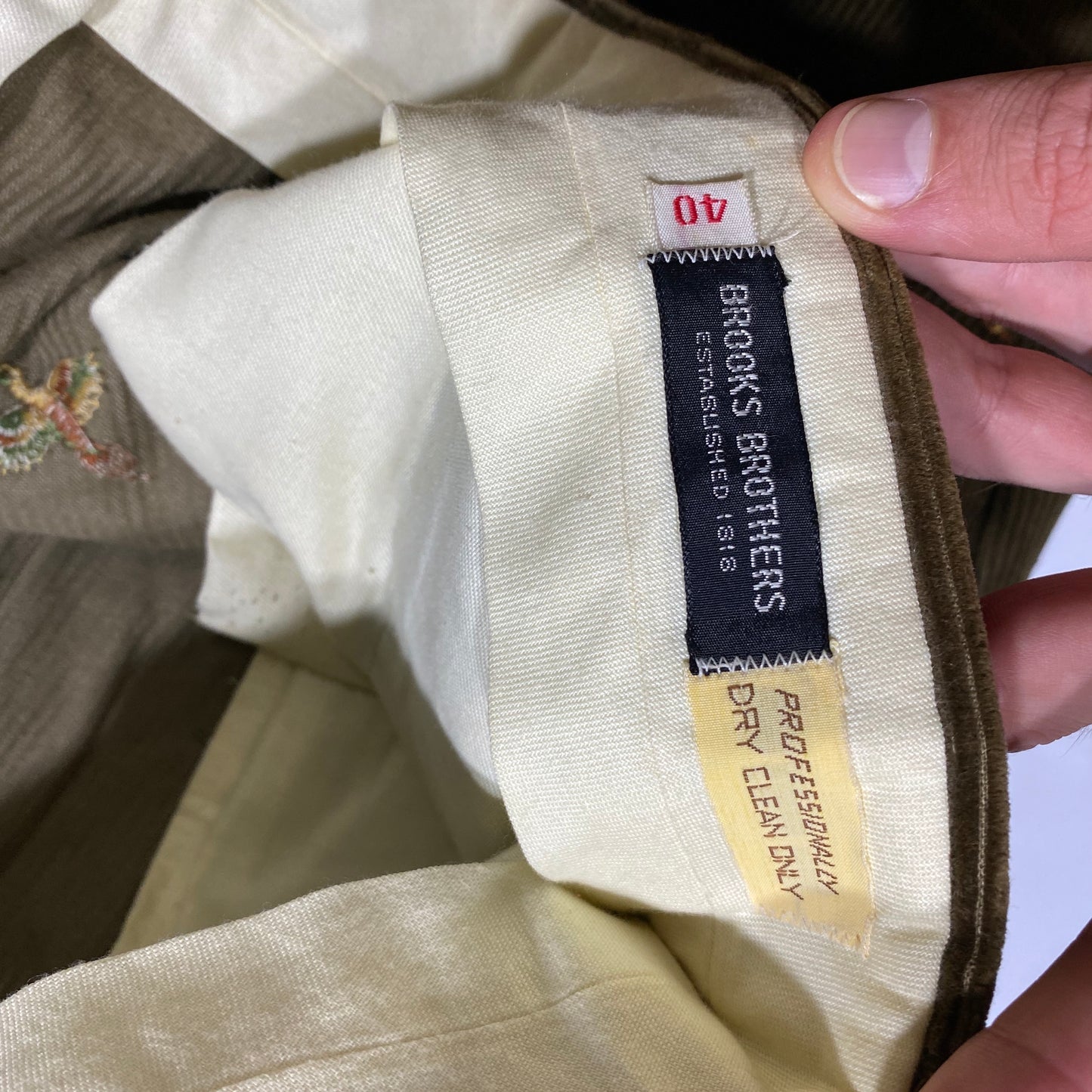 80s Brooks brothers embroidered pheasant corduroy 40/30 (can be taken in)