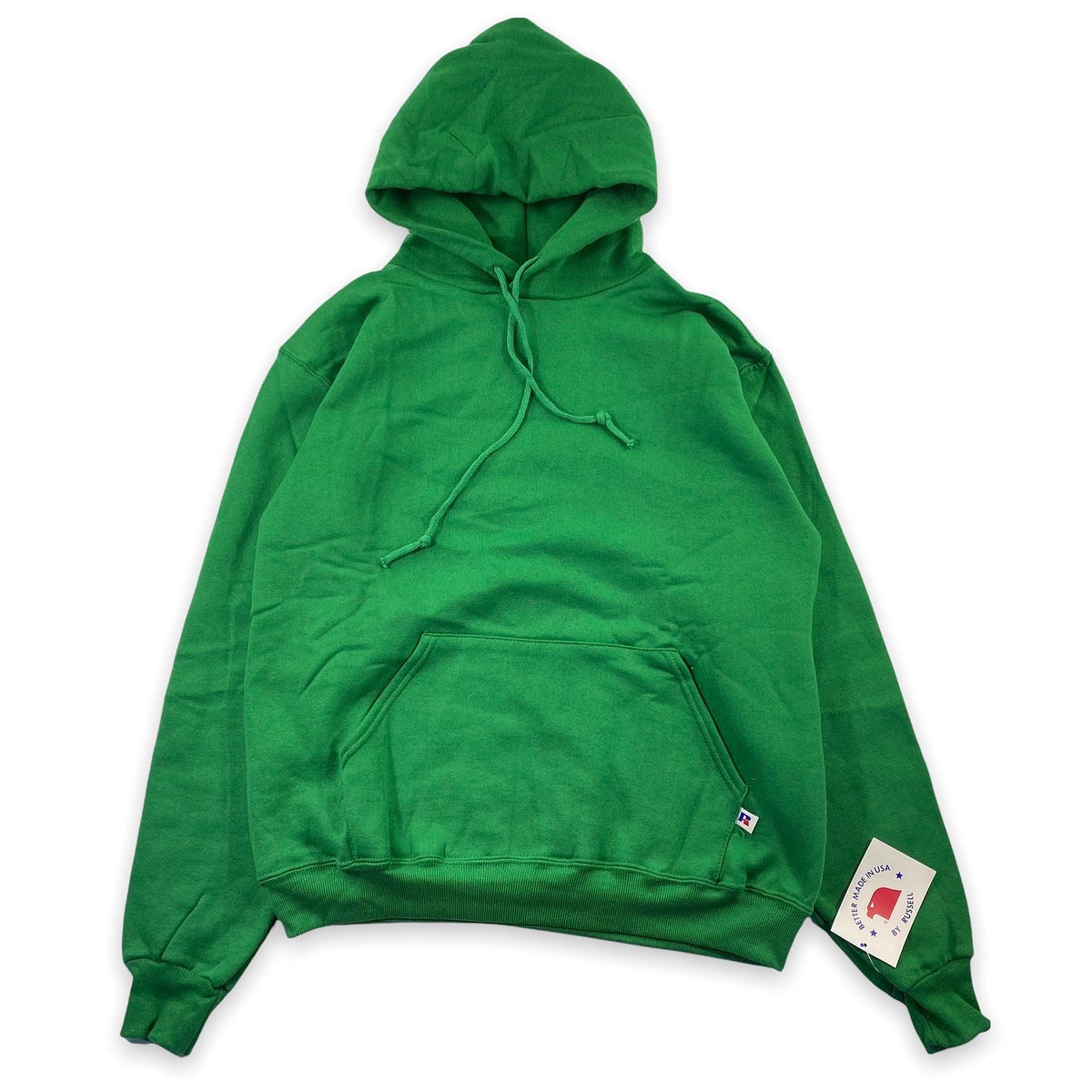 Deadstock 80s Russell Kelly Green Hooded Sweatshirt - Various 