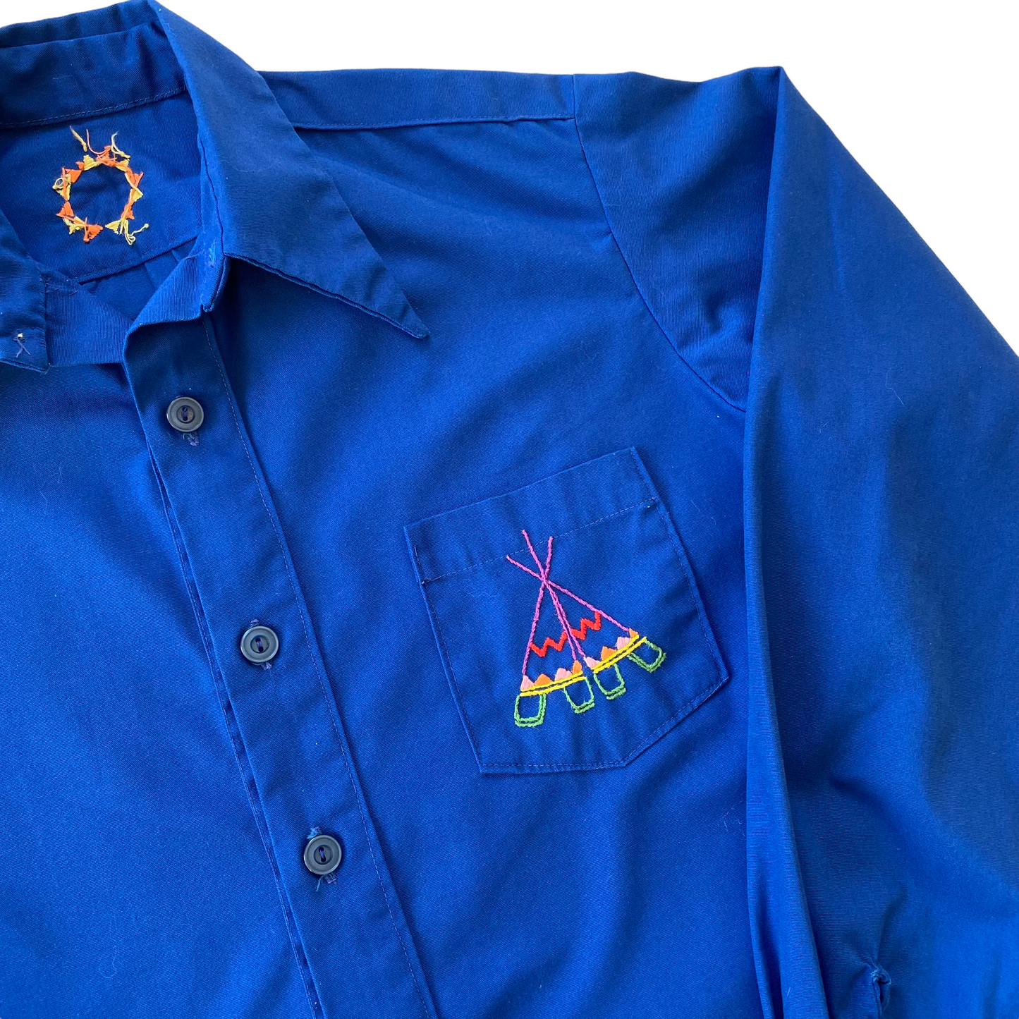 70s Needlepoint button up shirt. medium