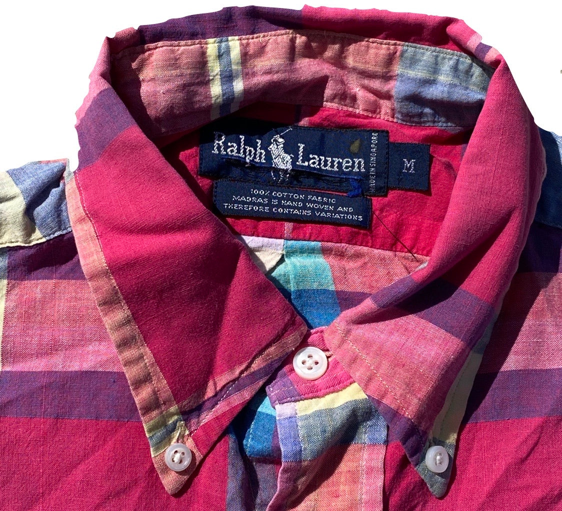 90s Polo ralph lauren madras plaid shirt. medium – Vintage Sponsor