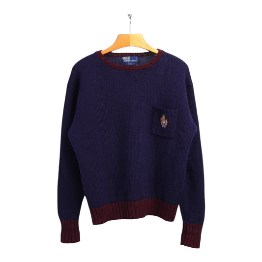 80s Polo Ralph Lauren crest pocket wool sweater large