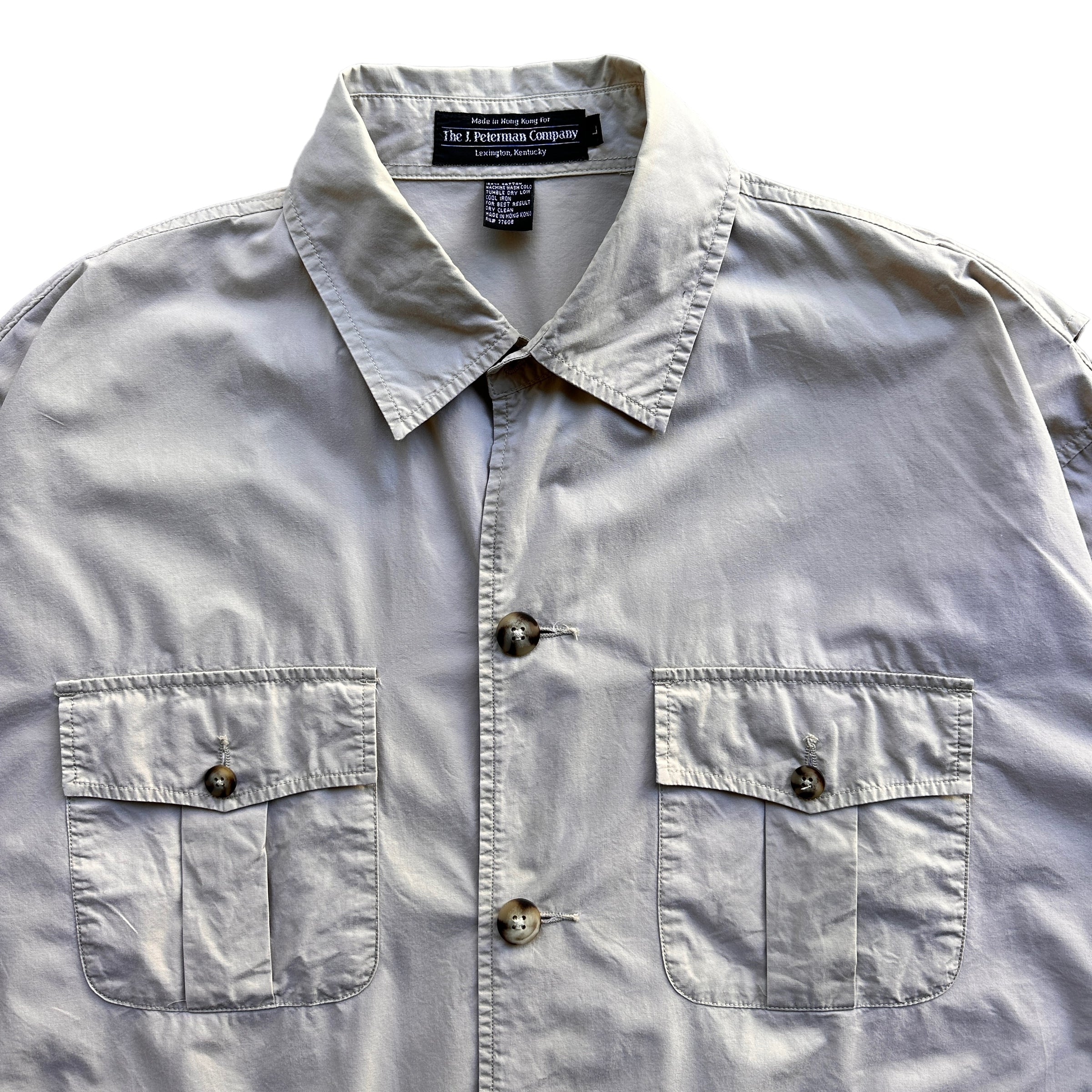 J Peterman light cotton safari shirt large – Vintage Sponsor