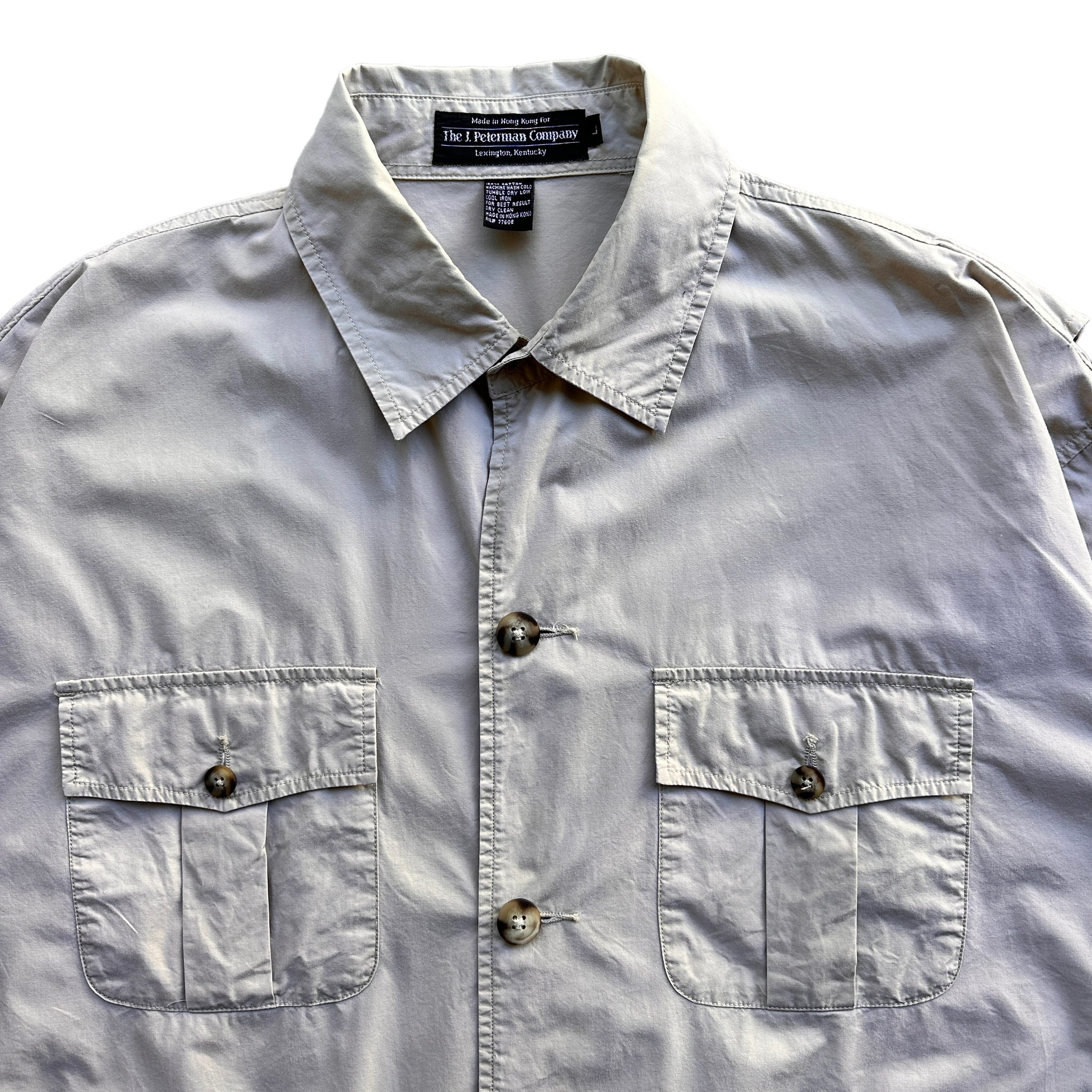 J Peterman light cotton safari shirt large