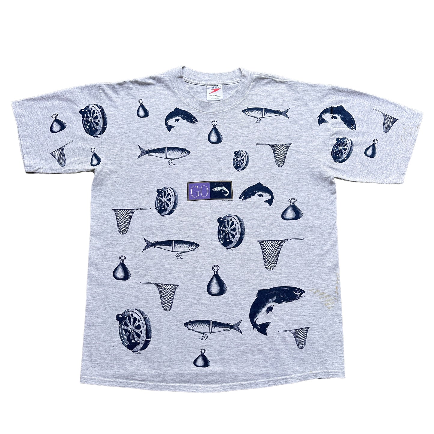 All over fishing print tee XL