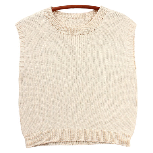 Hand knit Cotton sweater vest Small