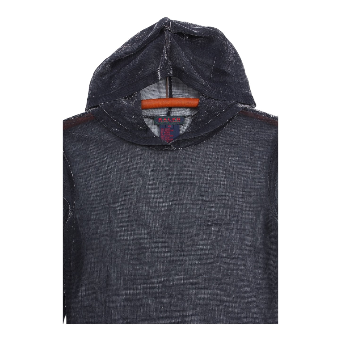 90s RALPH ralph lauren sheer hooded shirt XS