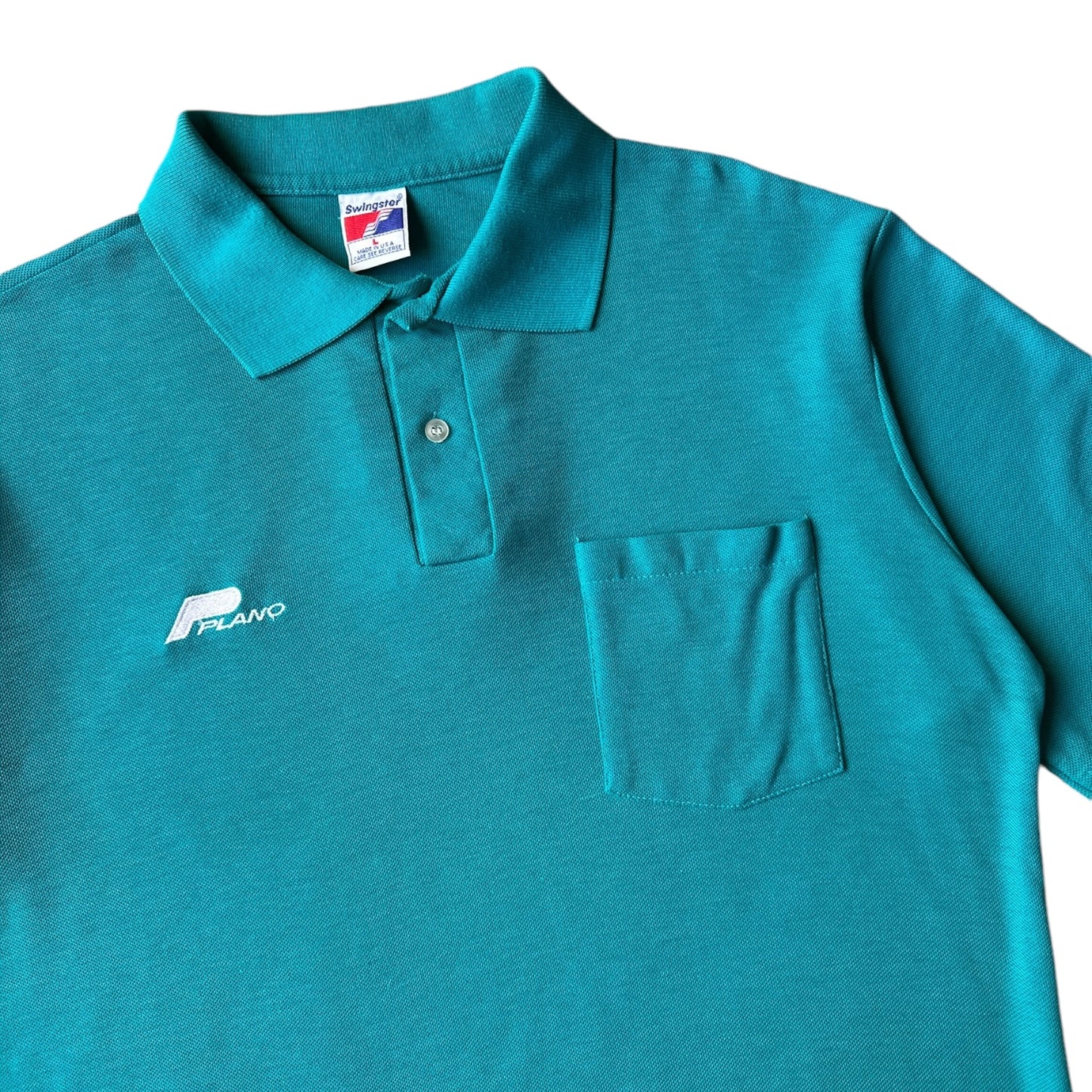 80s Plano fish tackle pocket polo shirt small