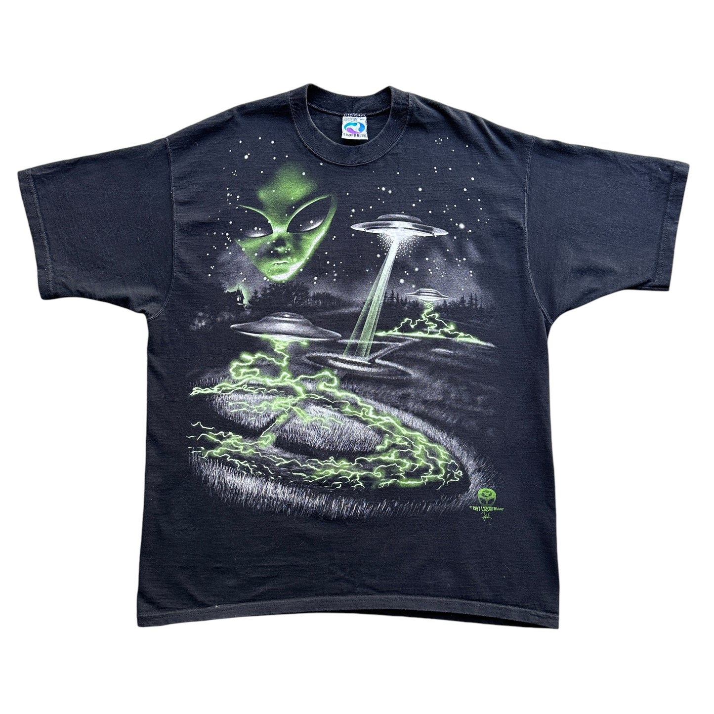 1997 Liquid blue alien abduction tee XL