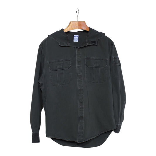 Y2k Old navy cotton velcro down hooded shirt medium