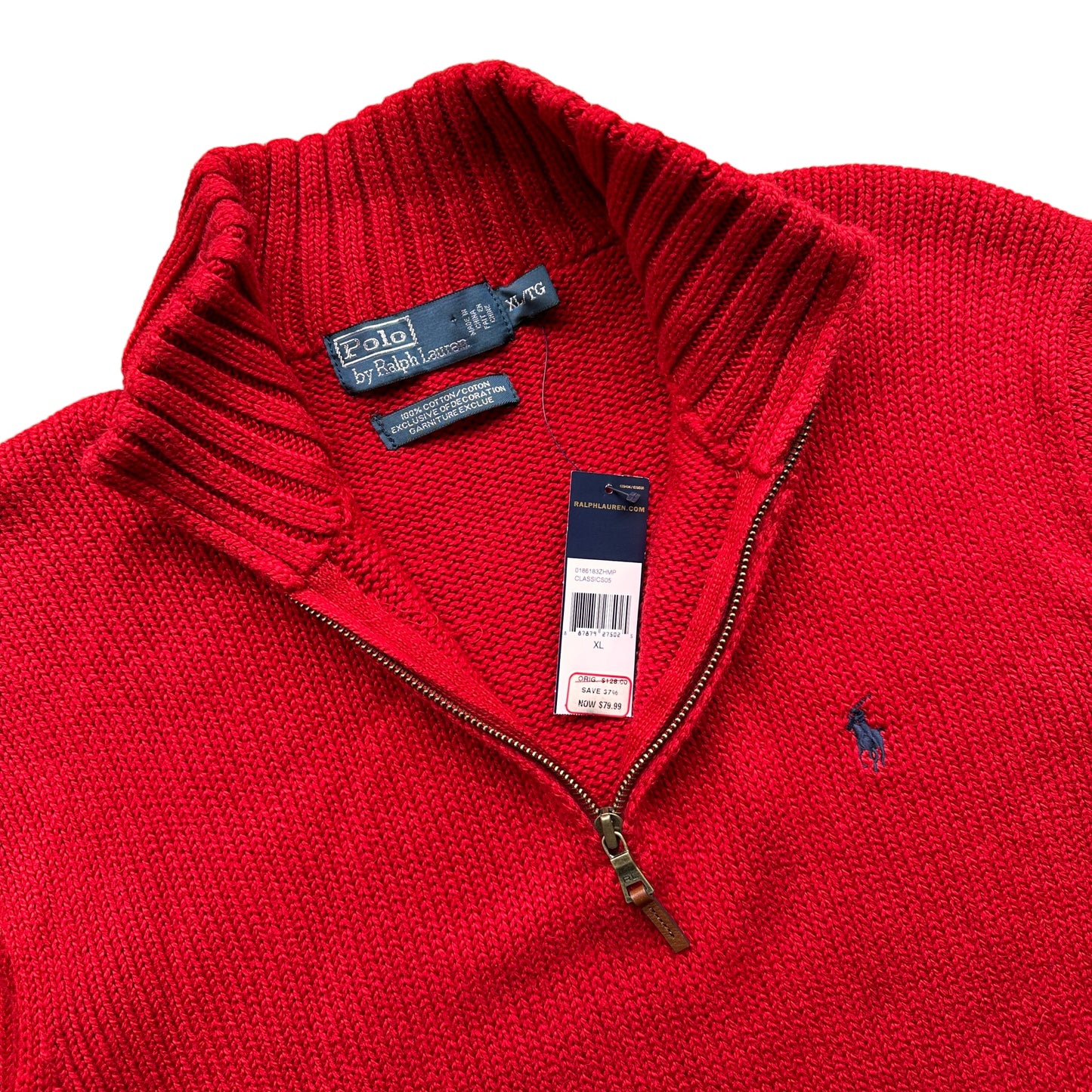 Polo ralph lauren cotton 1/4 zip XL