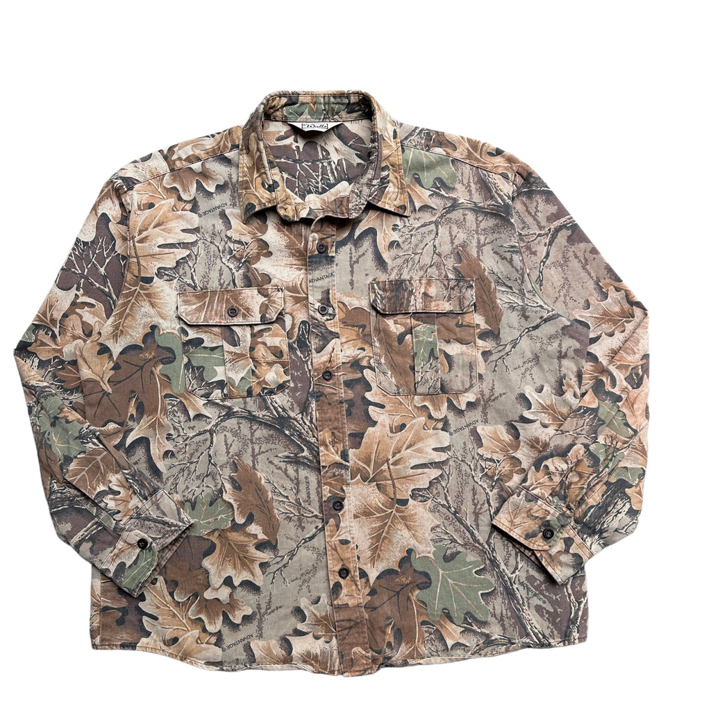 80s Leaf camo button up shirt XL