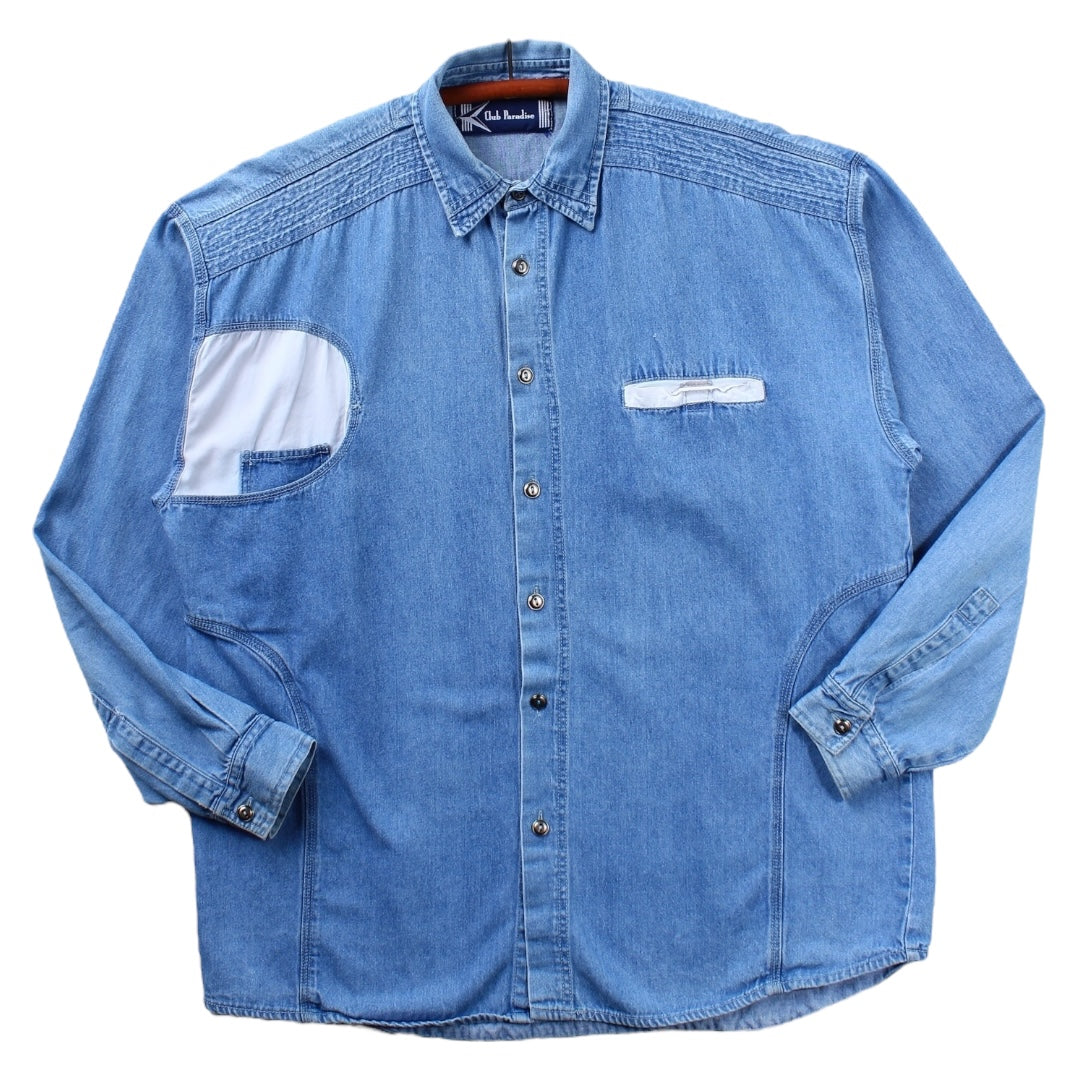 80s Denim pocket design shirt XL