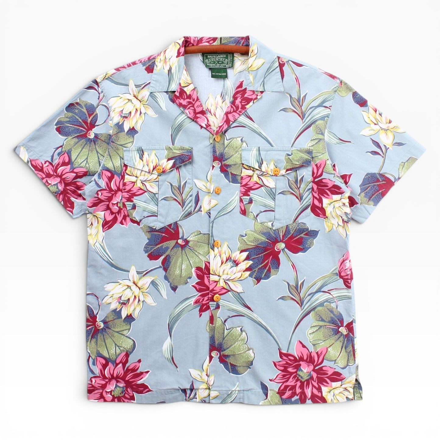 Polo country hawaiian shirt camp collar S/M