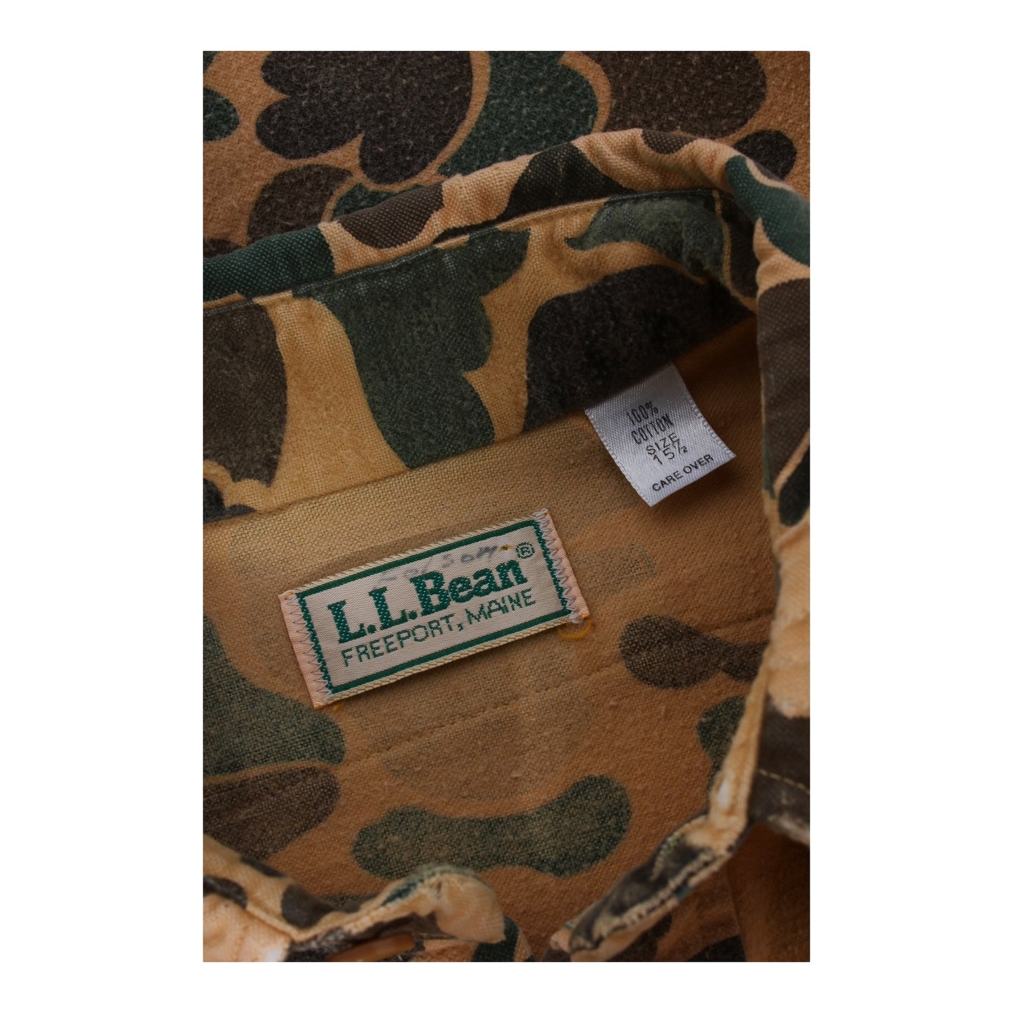 80s LL Bean chamois duck camo button up M/L