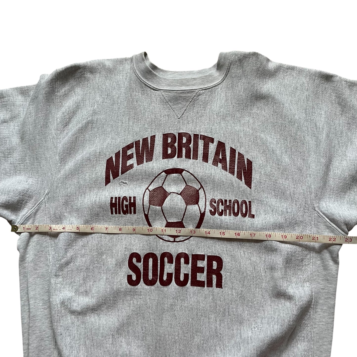 90s new Britain soccer thick reverse weave crewneck