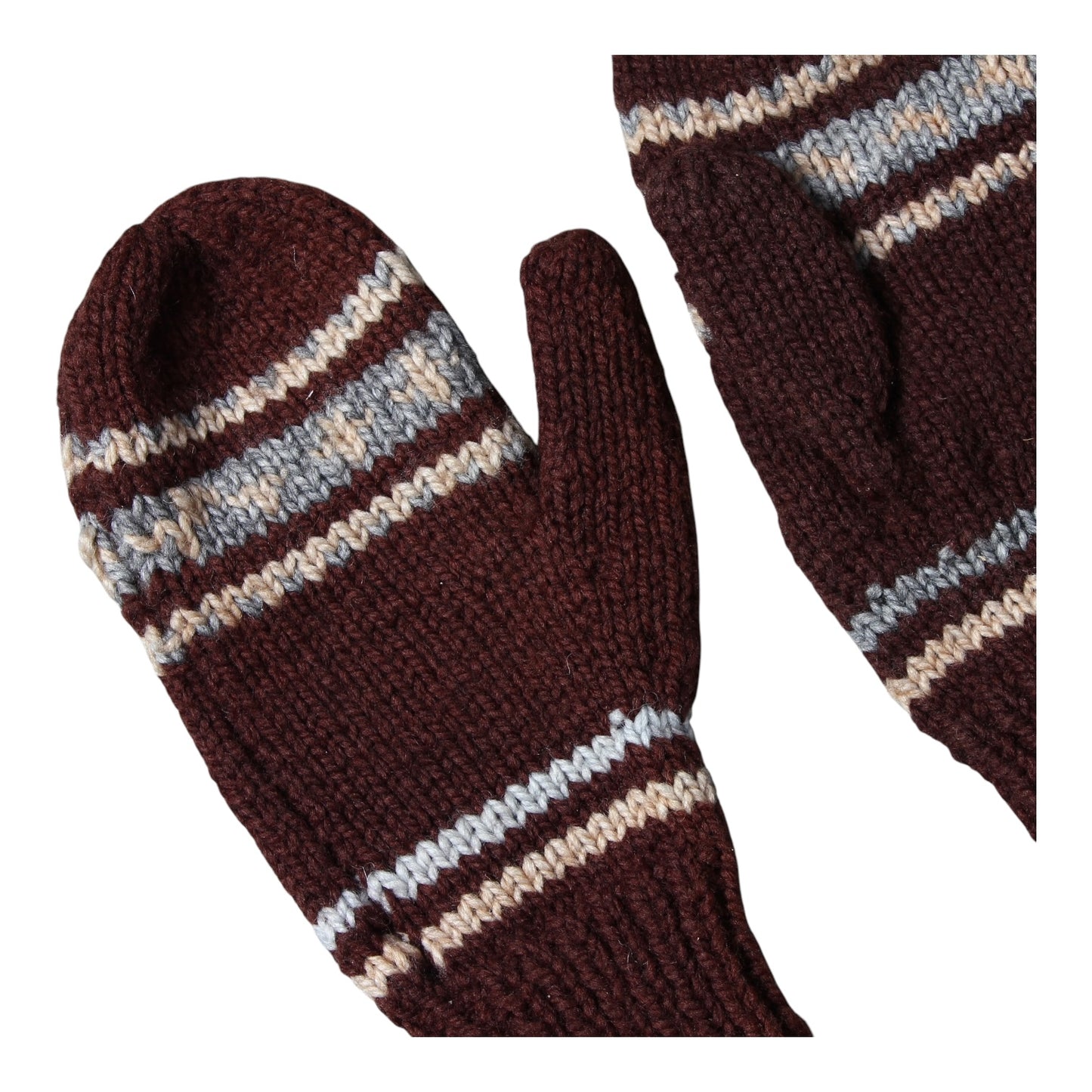 Hand knit wool mittens large