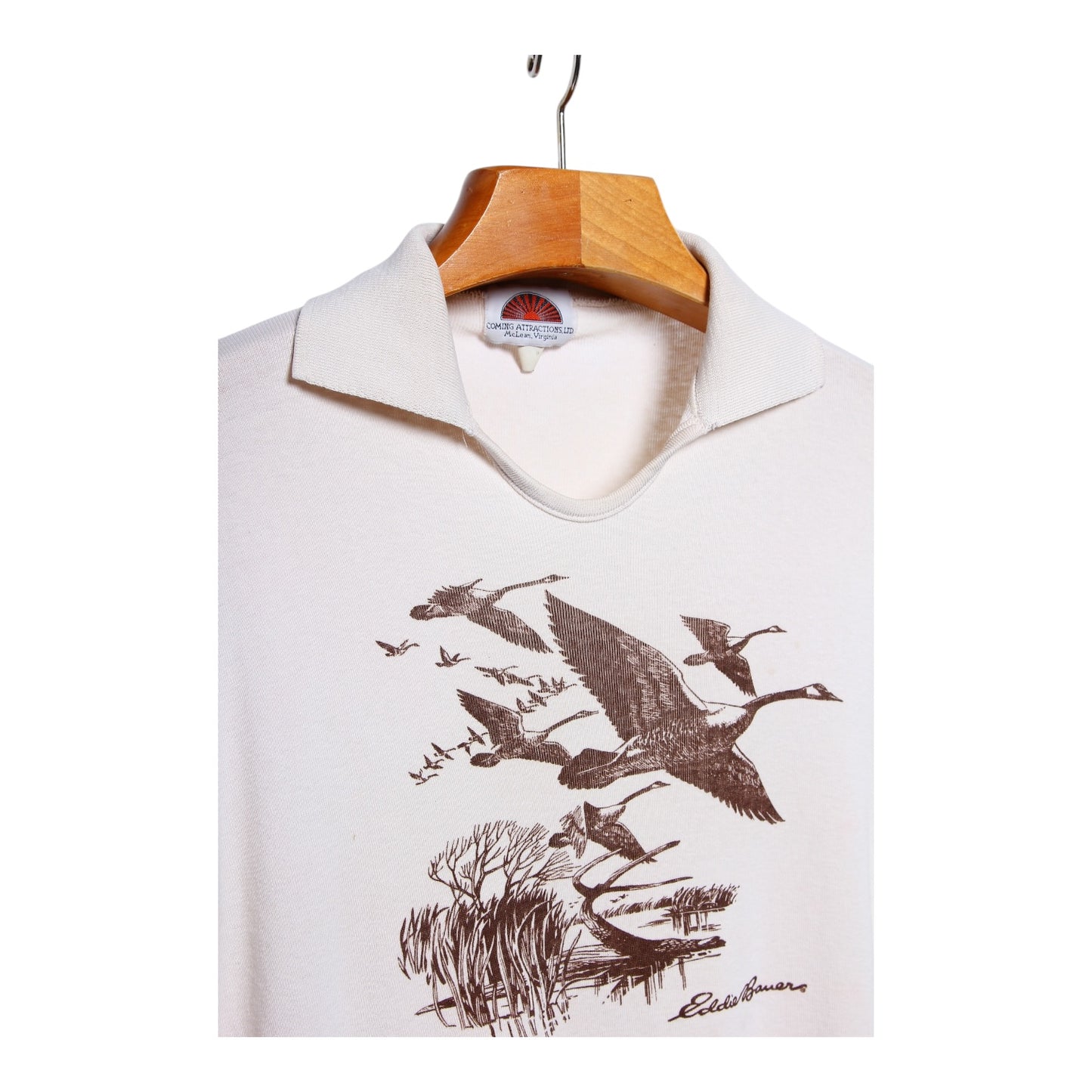 80s Eddie bauer jersey neck polo goose graphic S/M