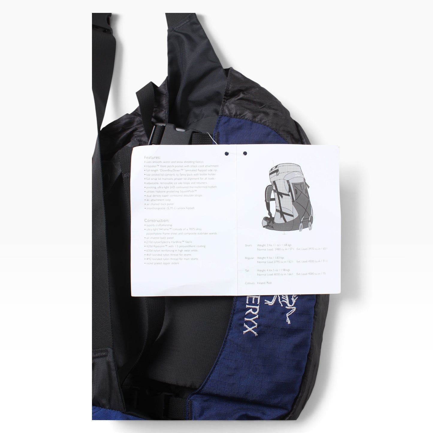 2001 Arc’teryx Khamsin 62 backpack topper, waist bag