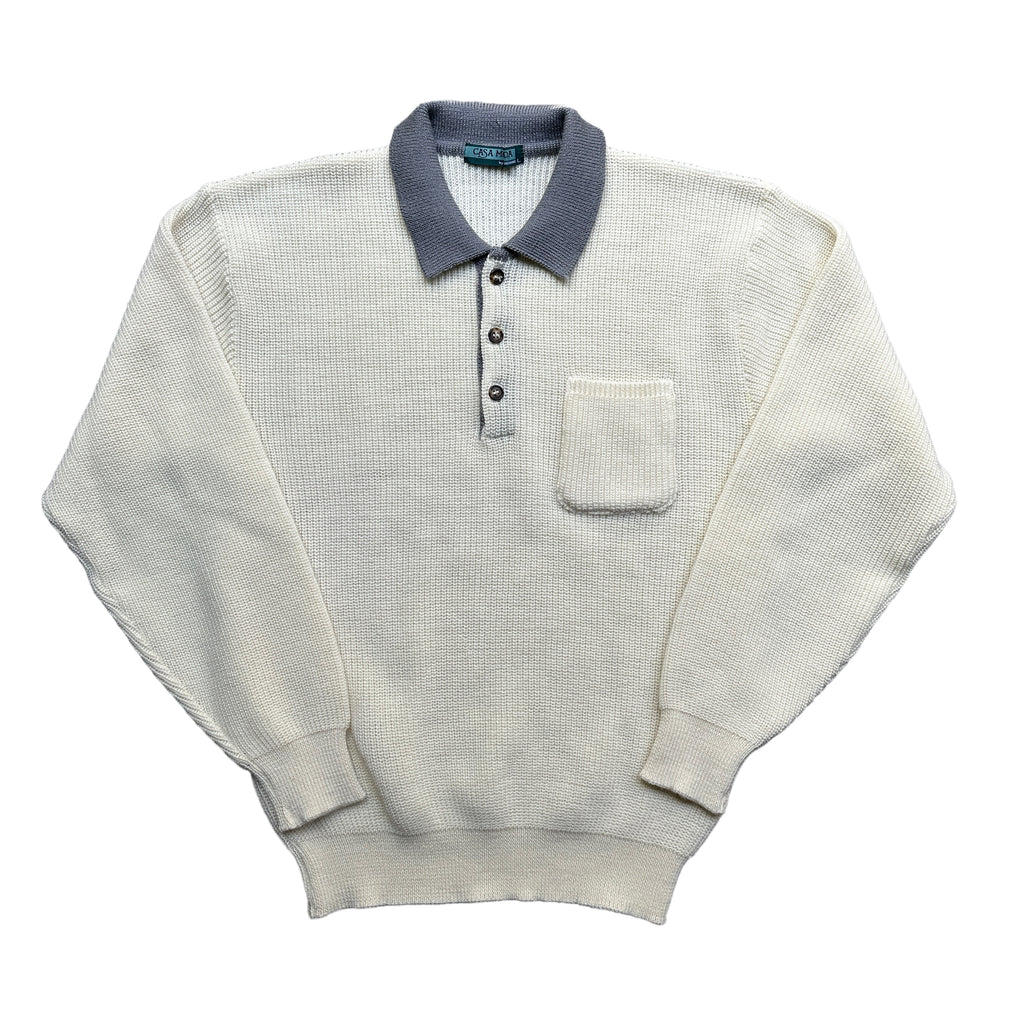 100% Wool pocket polo sweater Small