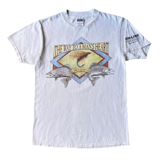 The way to a man’s heart fly fishing tee medium