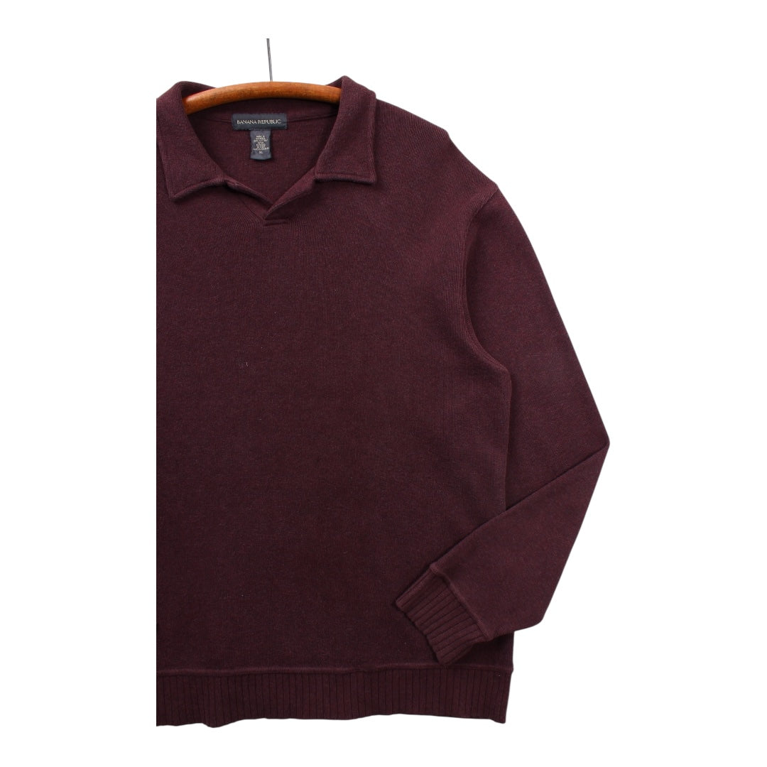 2000s Banana republic cotton jersey neck polo sweatshirt large