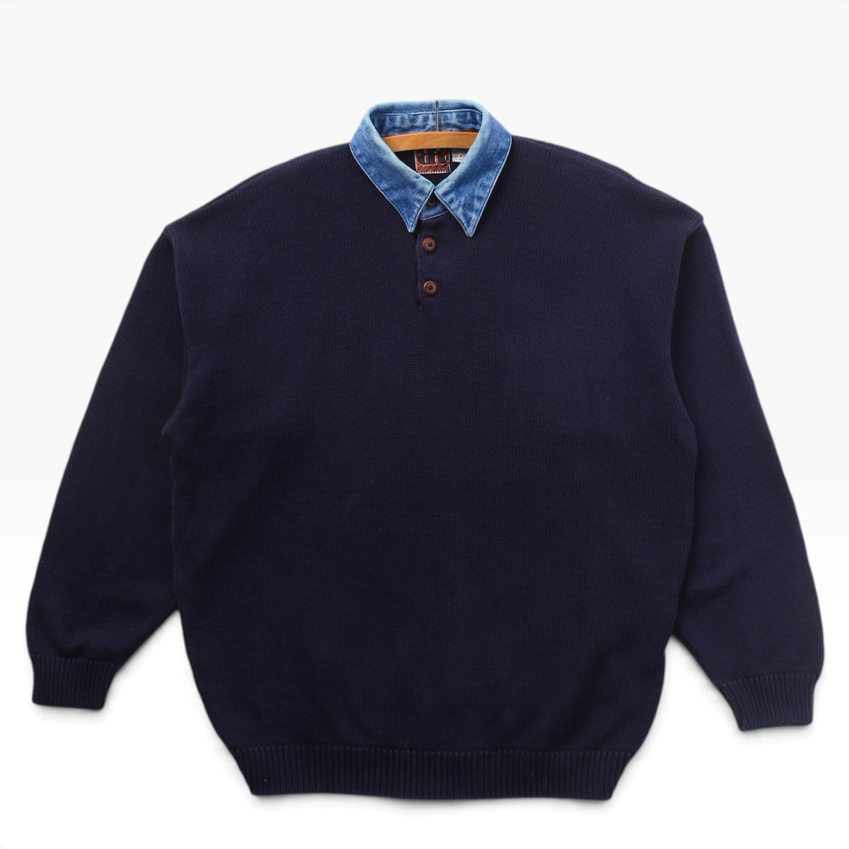 90s Cotton sweater denim collar medium