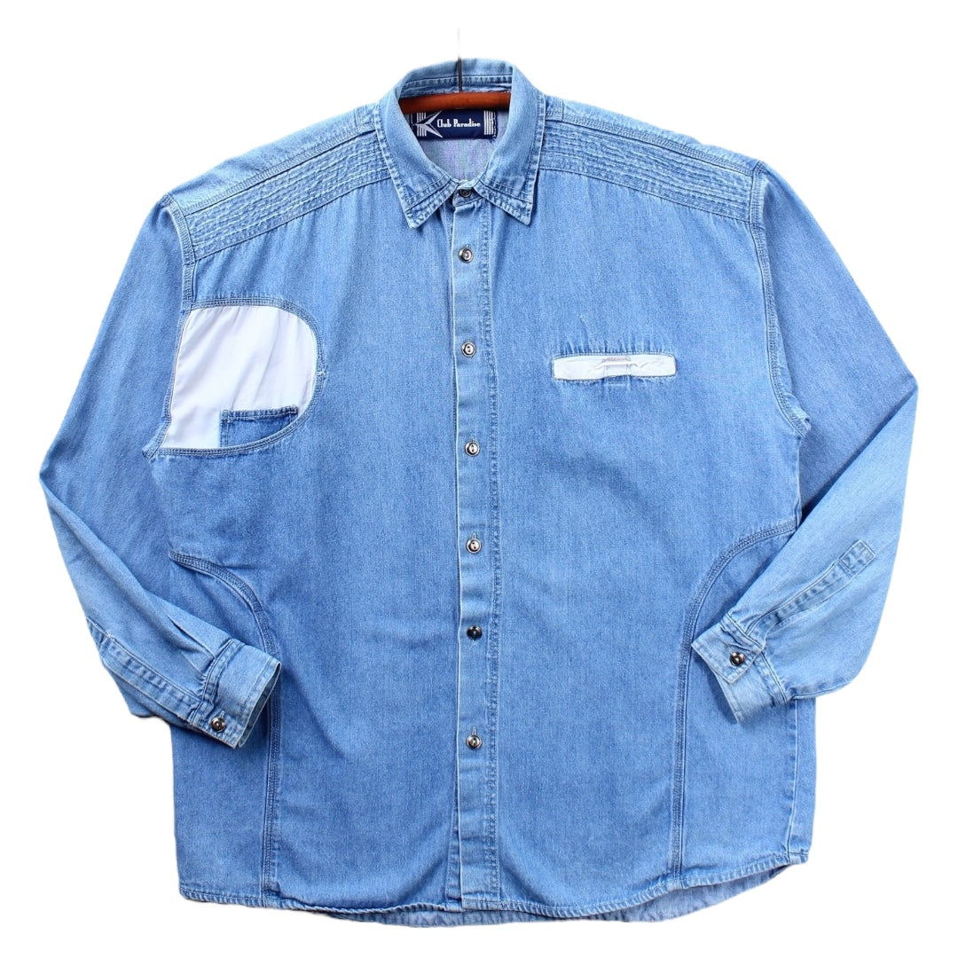 80s Denim pocket design shirt XL