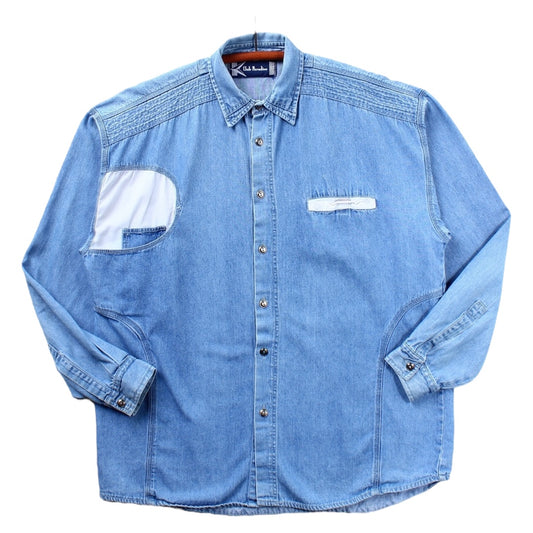 80s Denim pocket design shirt XL