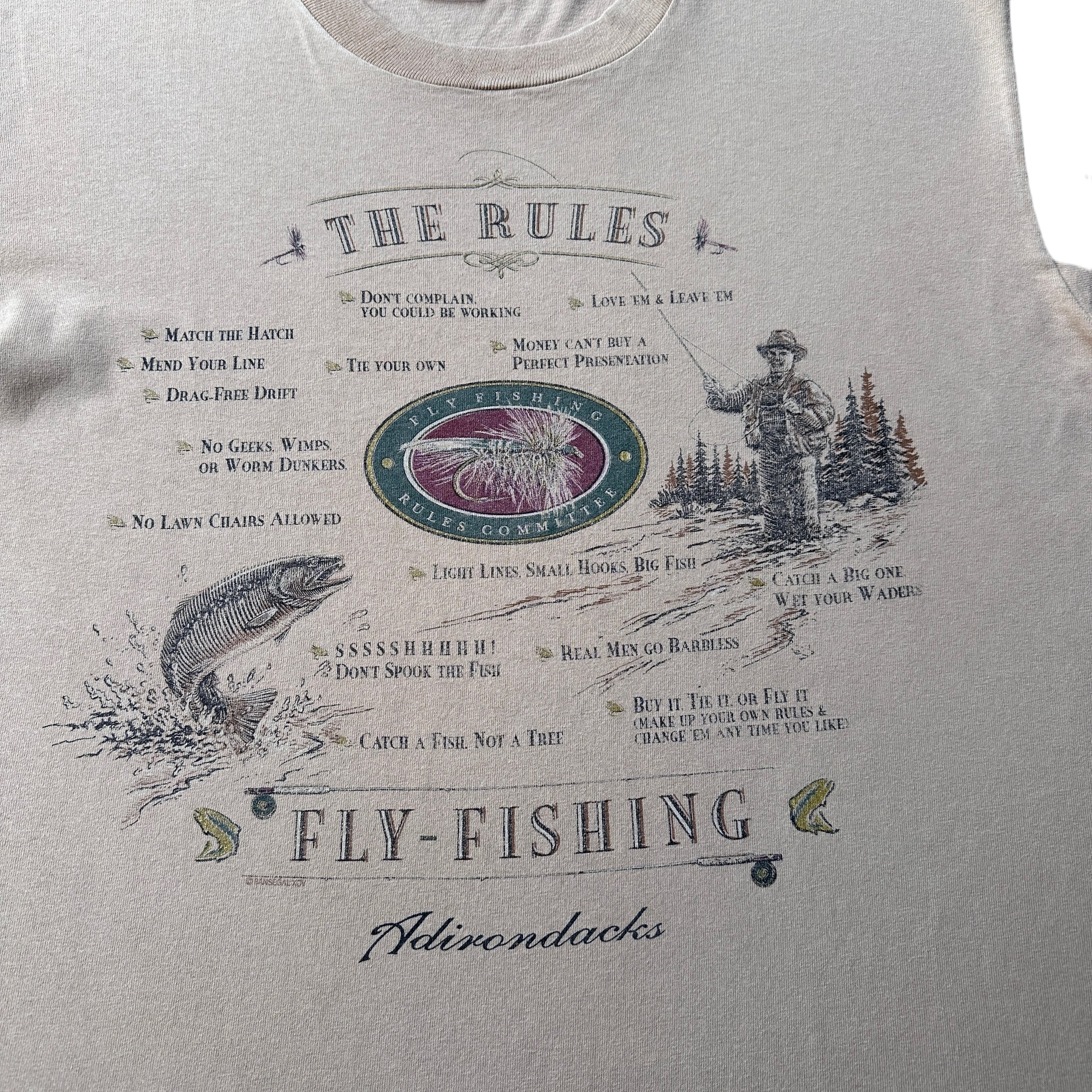 Vintage 90s Fly Fishing T Shirt Tee Size Medium 
