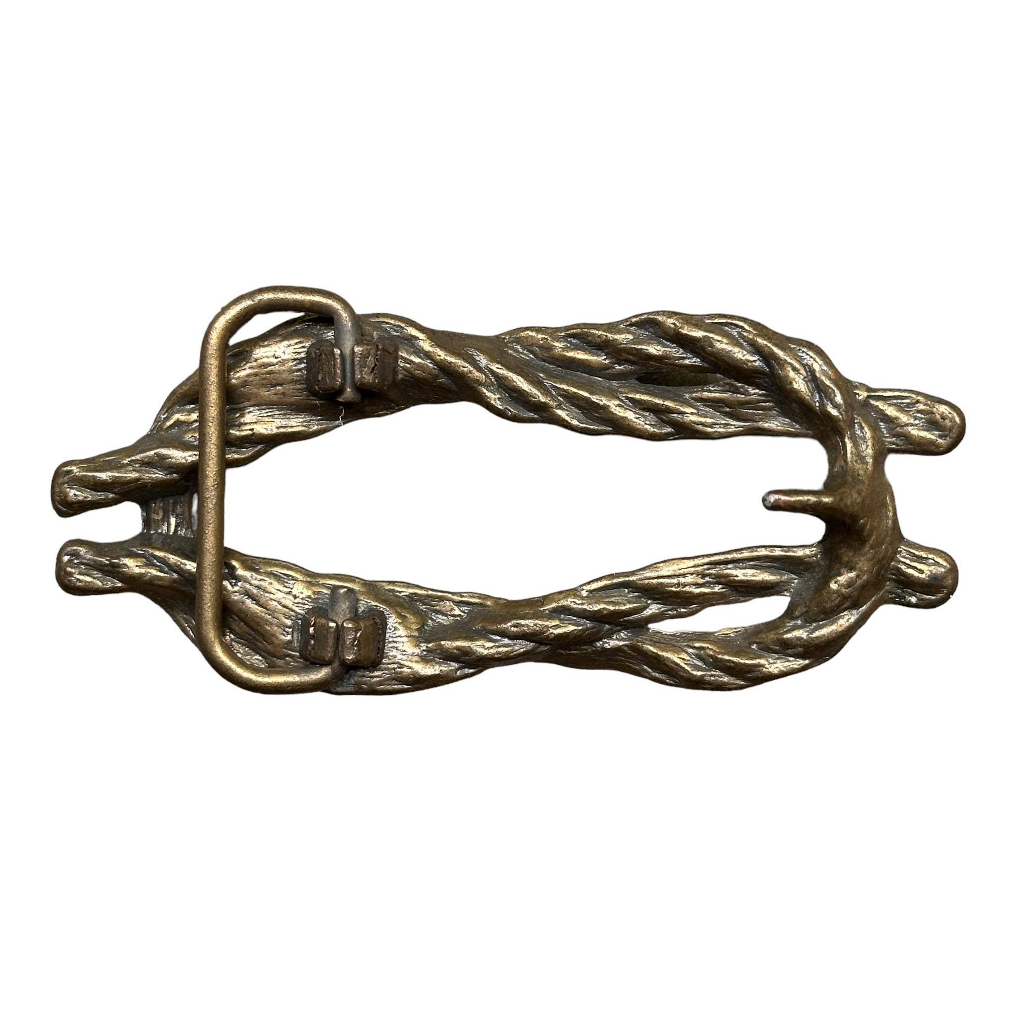 Brass square knot belt buckle
