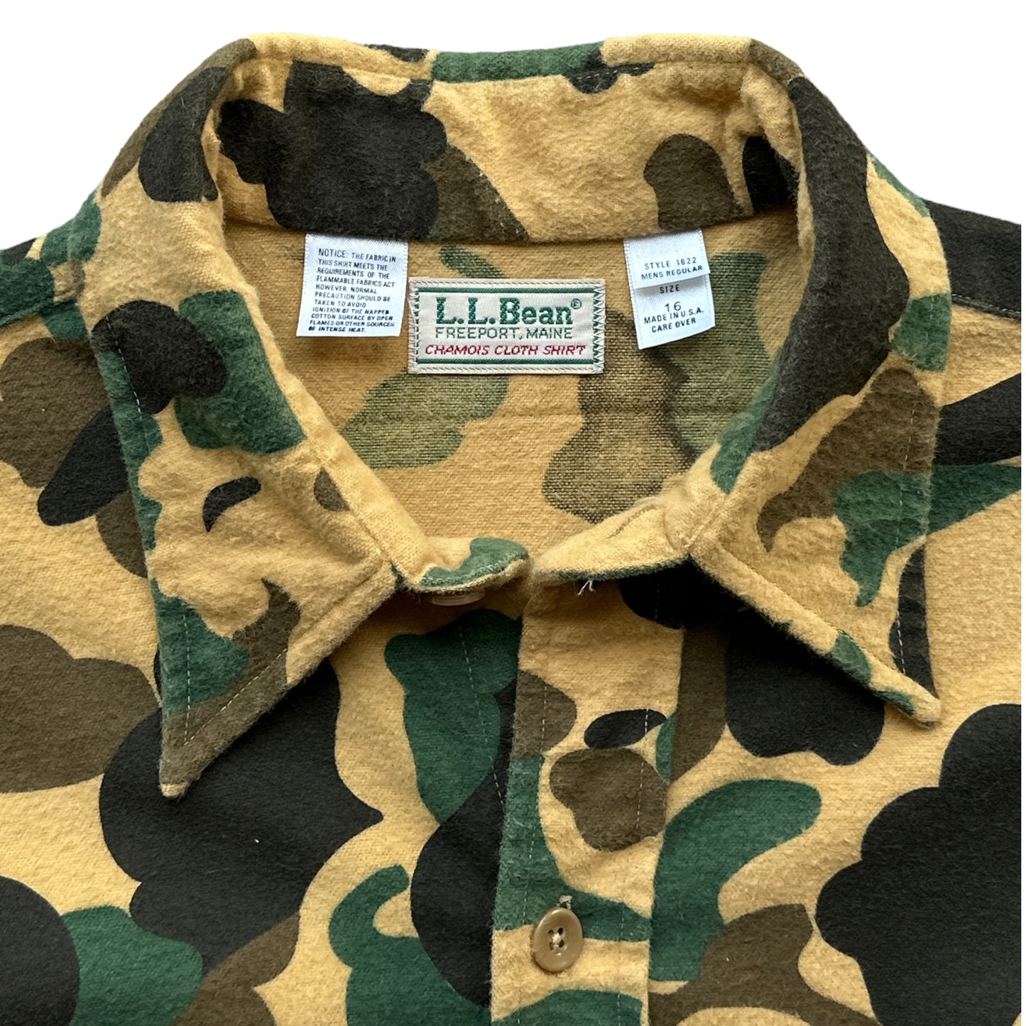 80s LL Bean duck camo chamois shirt large