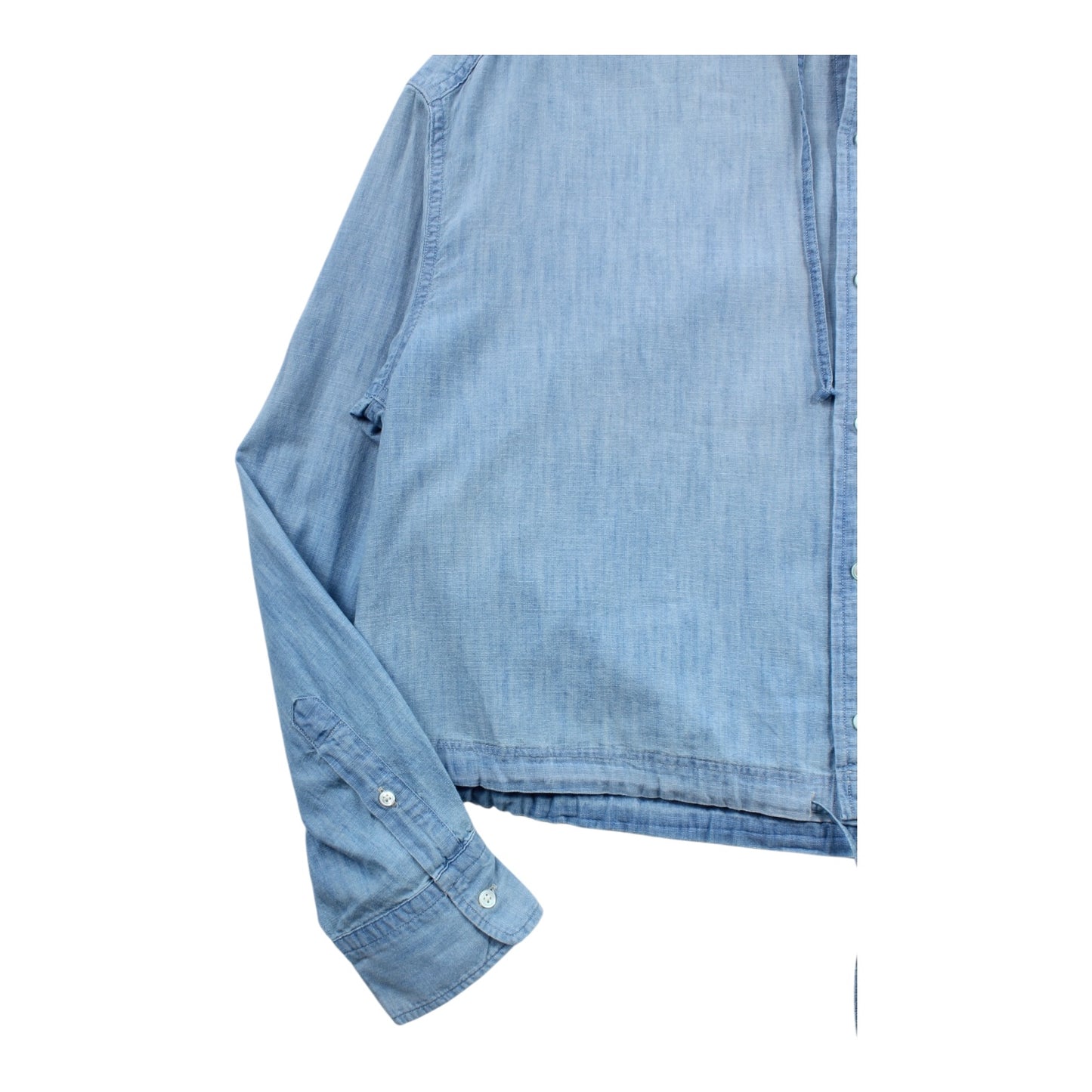 Polo Ralph Lauren hooded button up shirt. cropped short like a wading jacket  large