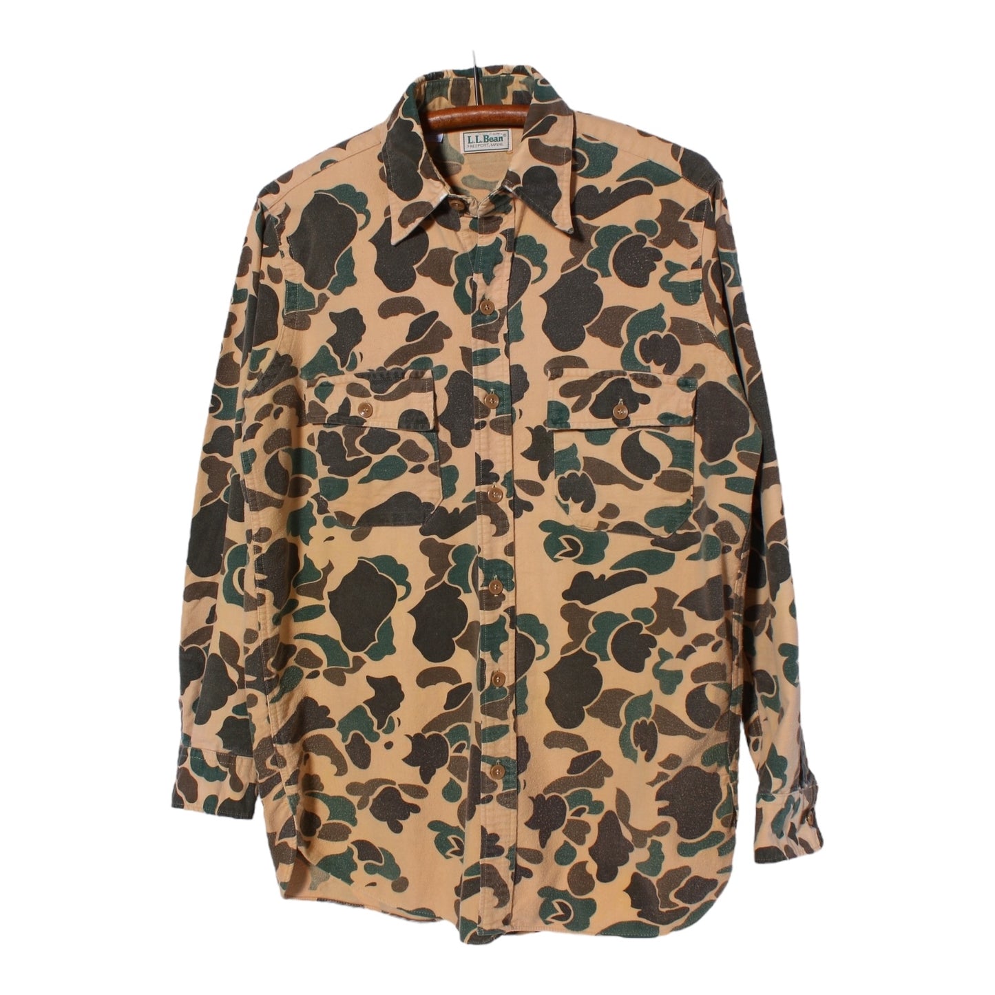 80s LL Bean chamois duck camo button up M/L