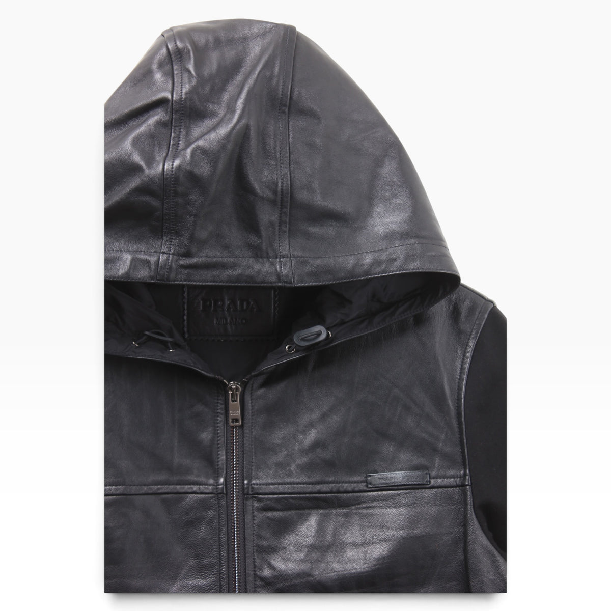 Prada leather zip hoodie Small