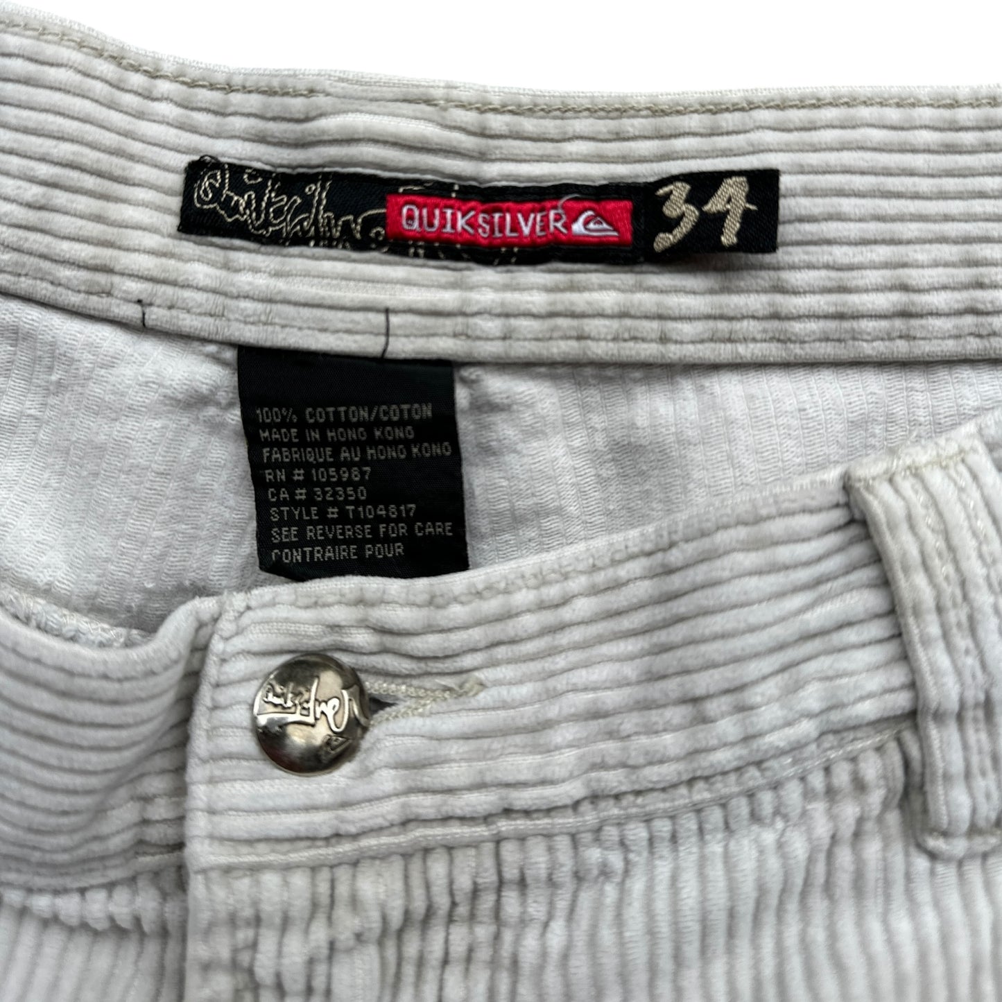 Y2K Quiksilver corduroy shorts sz34