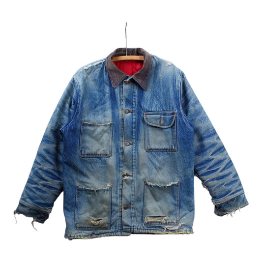 Well worn denim chore coat large