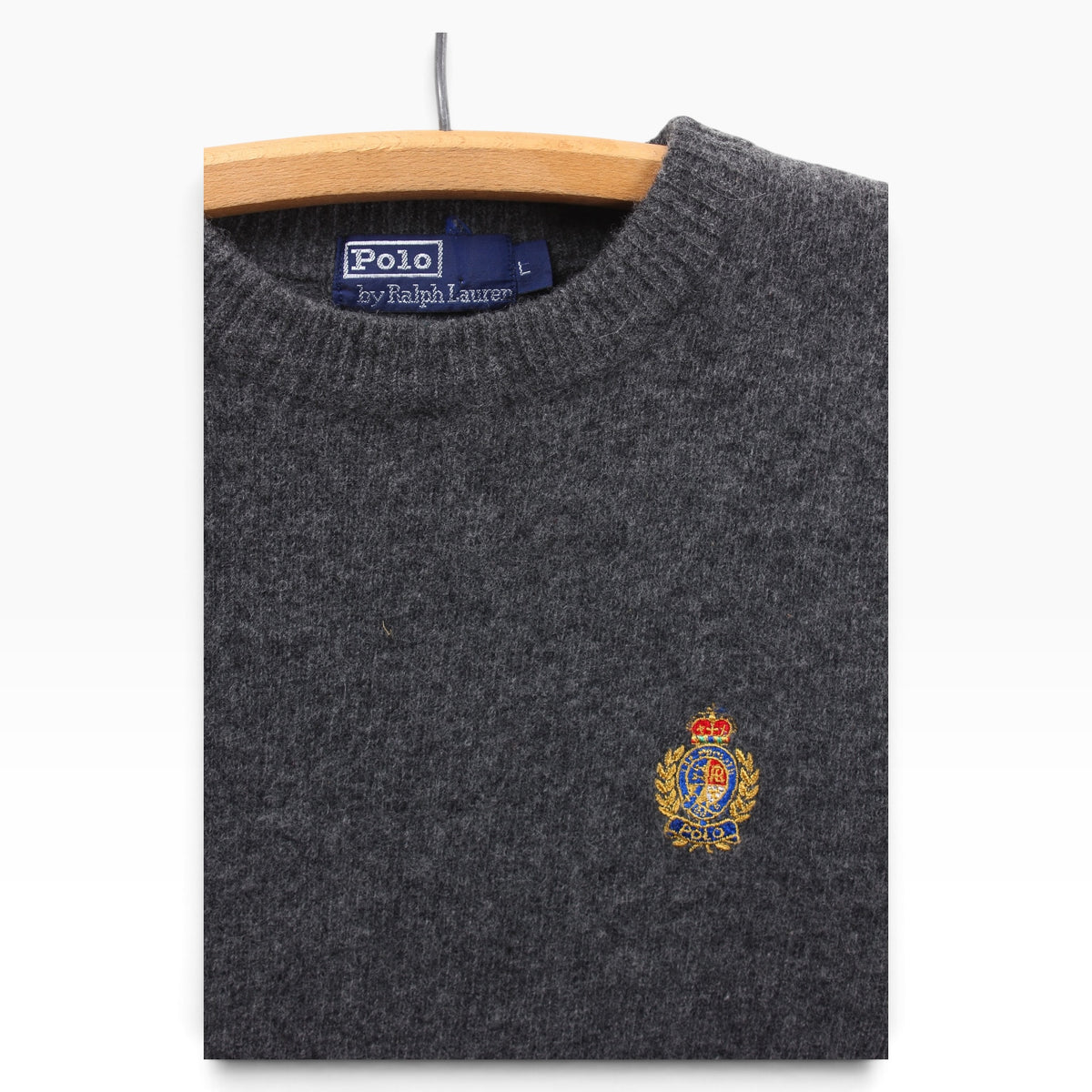 80s Polo Ralph Lauren lambswool crest sweater medium