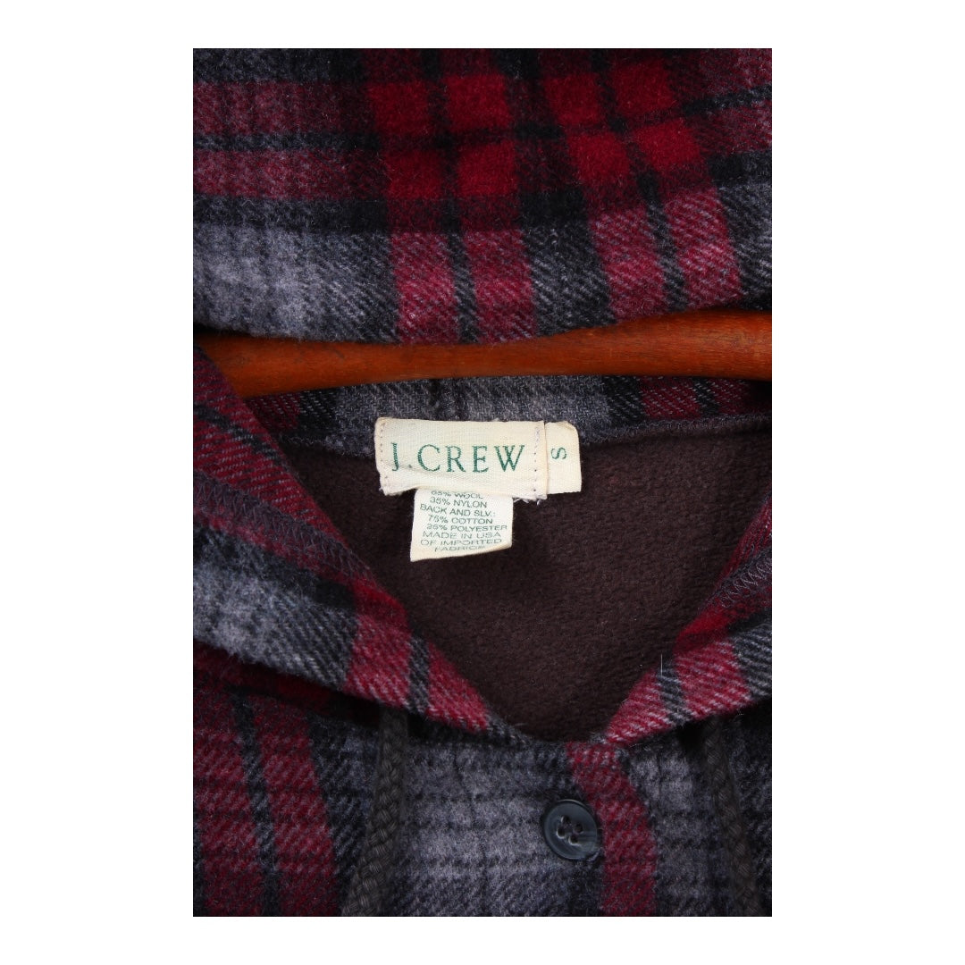 90s J crew wool blend button up hoodie Medium