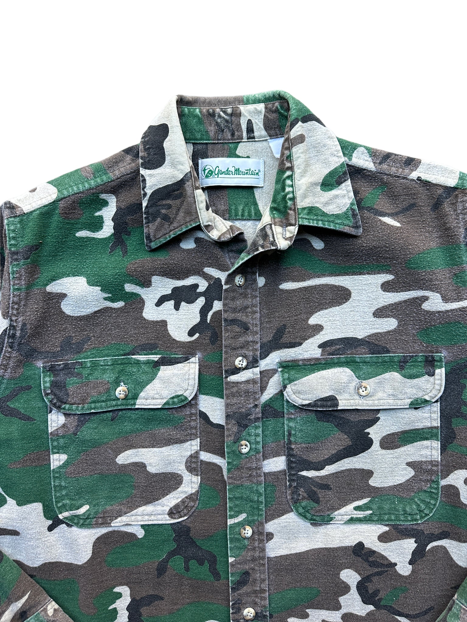 80s Gander mountain camo chamois shirt XL