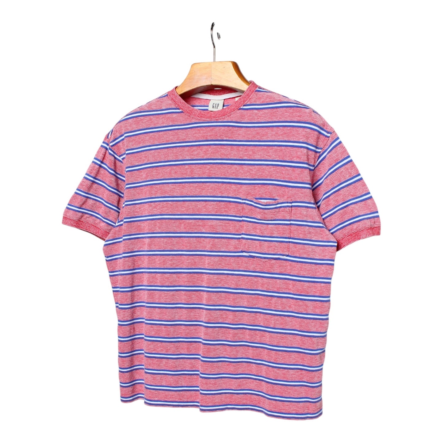 90s Gap pique pocket striped tee large