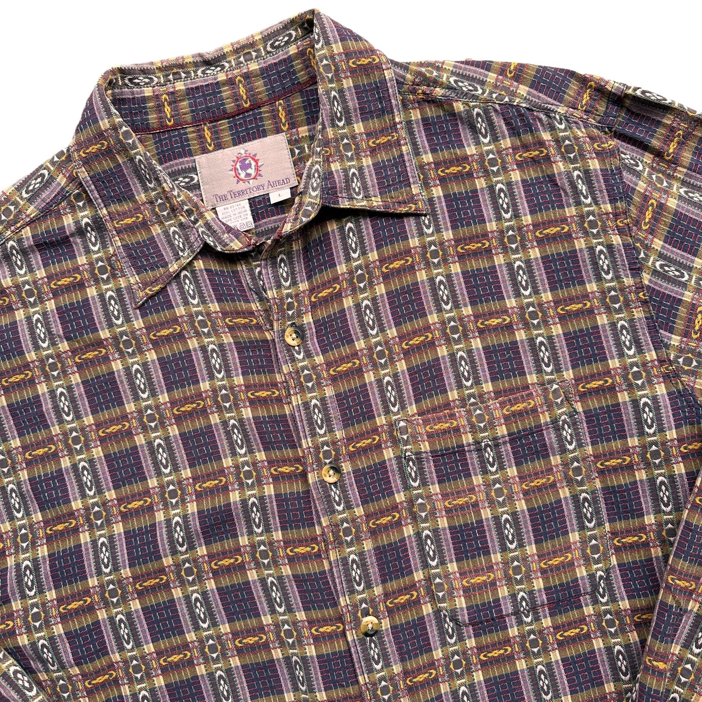 Y2K woven cotton button up shirt M/L